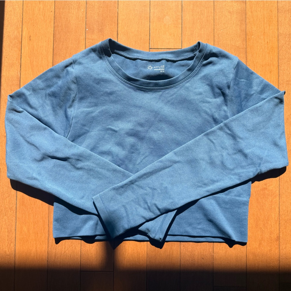 Aerie Offline Blue Long Sleeve Workout Top
